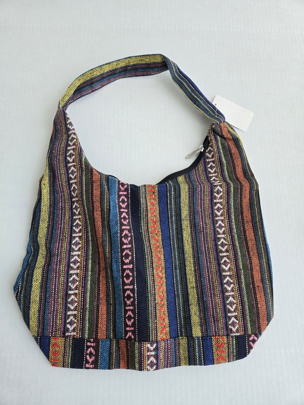 Bohemian Multicolor Woven Hobo Tote Bag With Zipper - Nwt